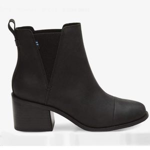 TOMS Black Leather Esme Ankle Bootie 10012467